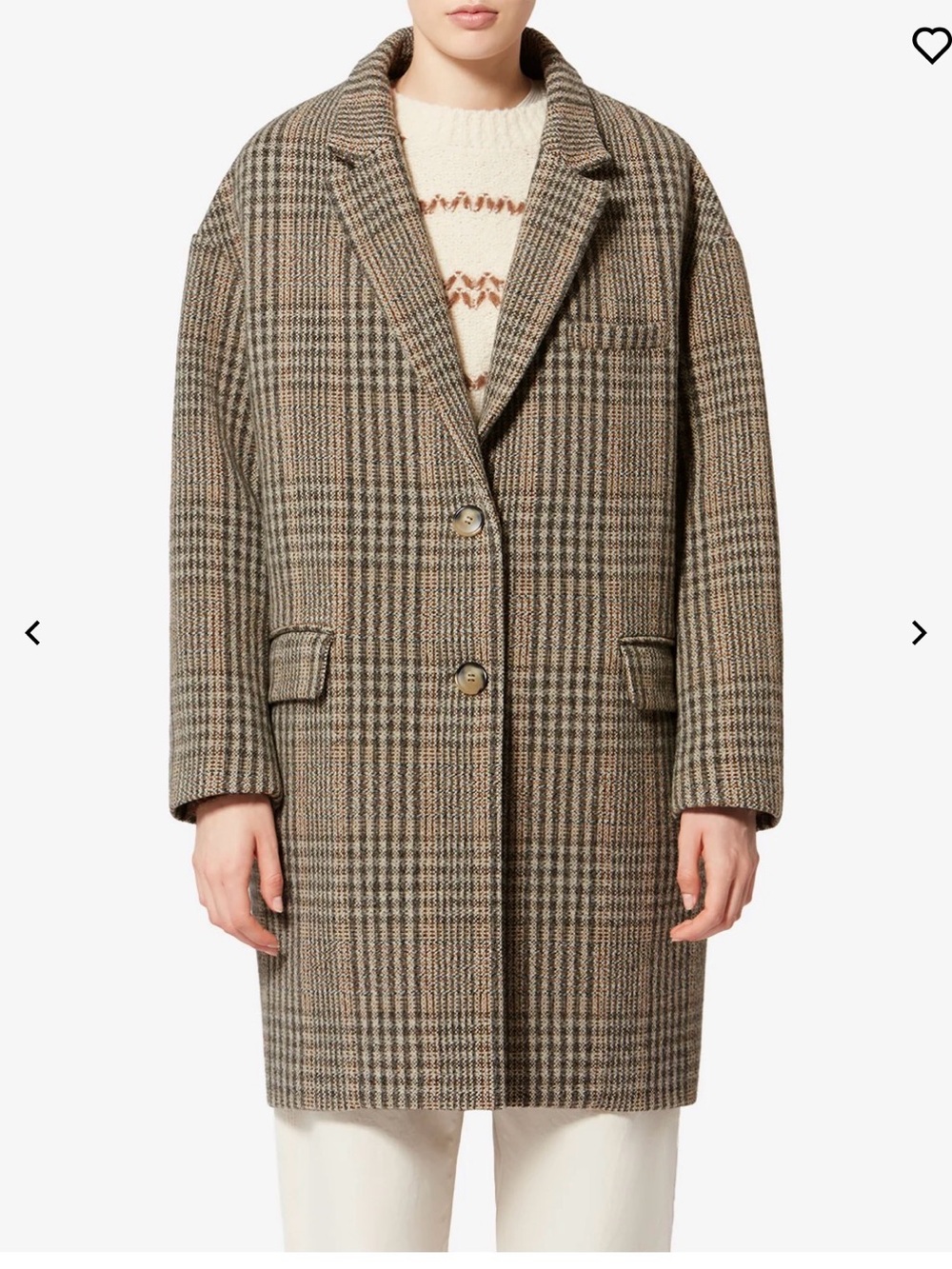 NWT Isabel Marant Etoile Limiza Check Virgin Wool Coat Beige Jacket 40 US 8 L - Picture 4 of 15